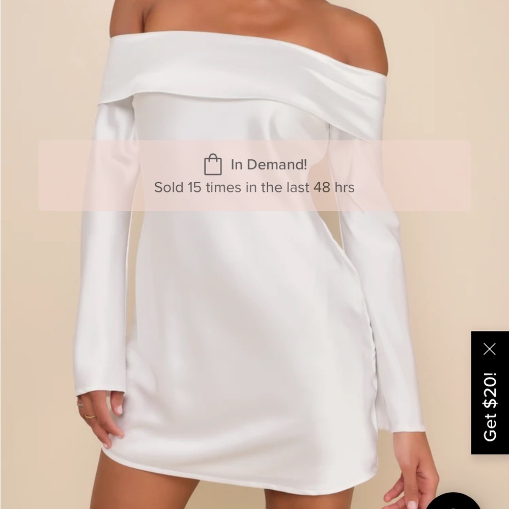 Lulu's Off-Shoulder Cream Long Sleeve Dress